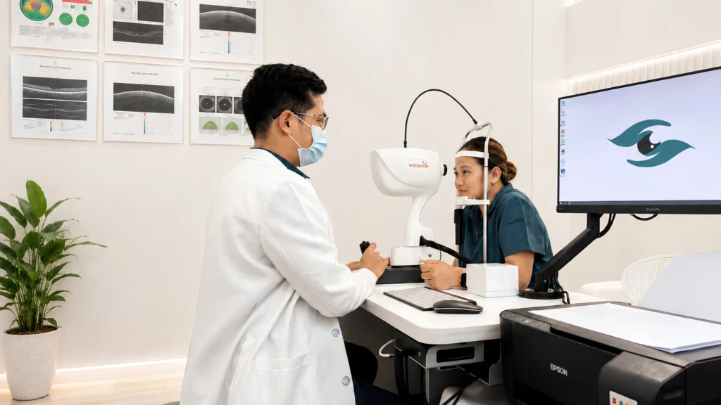 Eye examination at Cam Sur Eye Center
